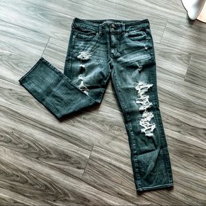 American Eagle Denim Artist Crop Distressed Blue Jeans